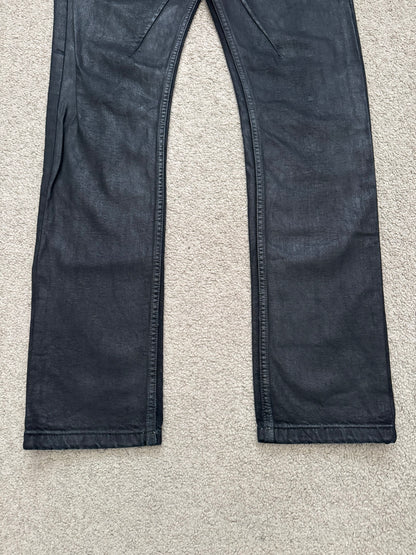 SS17 Rick Owens DRKSHDW Black Waxed Torrence Cut Denim Jeans
