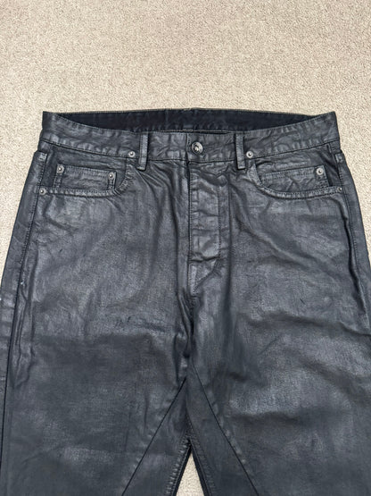 SS17 Rick Owens DRKSHDW Black Waxed Torrence Cut Denim Jeans