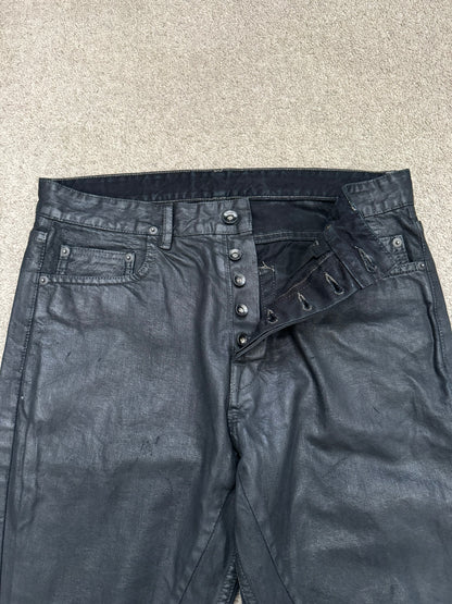 SS17 Rick Owens DRKSHDW Black Waxed Torrence Cut Denim Jeans