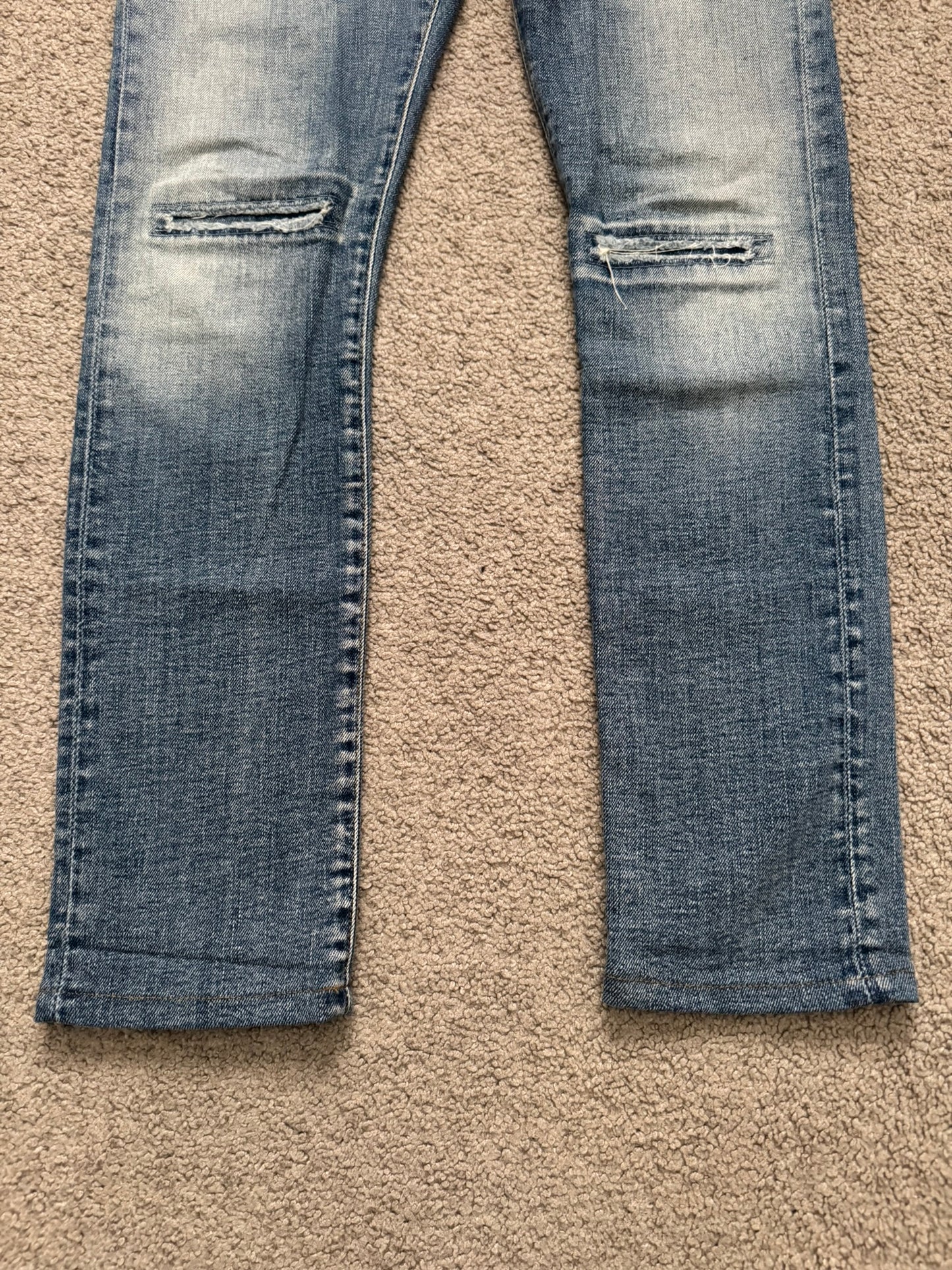 SS15 Saint Laurent by Hedi Slimane Repair Knee Slit D02 Denim Jeans