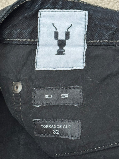 SS17 Rick Owens DRKSHDW Black Waxed Torrence Cut Denim Jeans