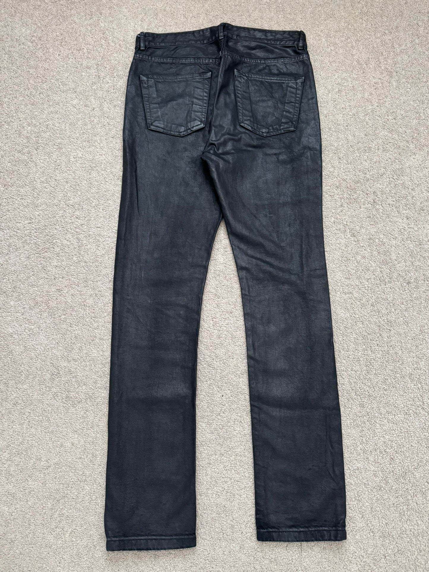 SS17 Rick Owens DRKSHDW Black Waxed Torrence Cut Denim Jeans
