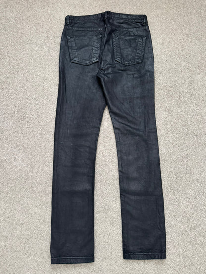 SS17 Rick Owens DRKSHDW Black Waxed Torrence Cut Denim Jeans