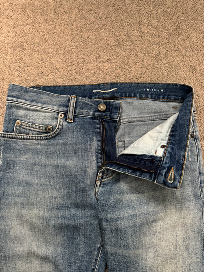 SS15 Saint Laurent by Hedi Slimane Repair Knee Slit D02 Denim Jeans