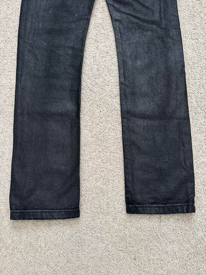 SS17 Rick Owens DRKSHDW Black Waxed Torrence Cut Denim Jeans