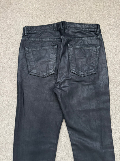 SS17 Rick Owens DRKSHDW Black Waxed Torrence Cut Denim Jeans