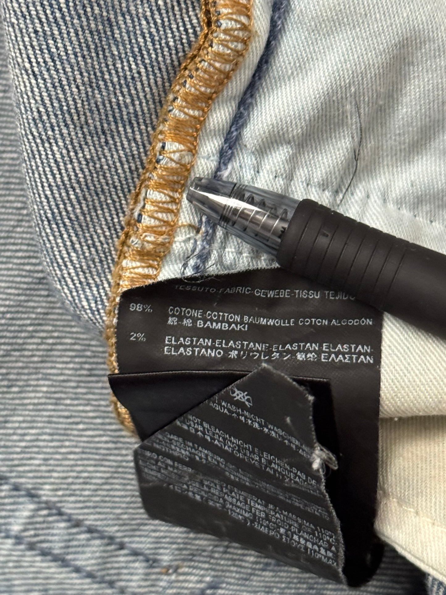 SS15 Saint Laurent by Hedi Slimane Repair Knee Slit D02 Denim Jeans