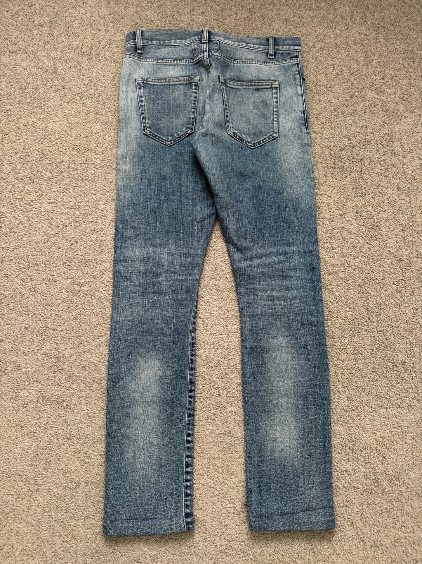 SS15 Saint Laurent by Hedi Slimane Repair Knee Slit D02 Denim Jeans