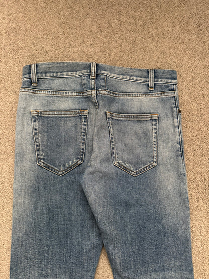 SS15 Saint Laurent by Hedi Slimane Repair Knee Slit D02 Denim Jeans