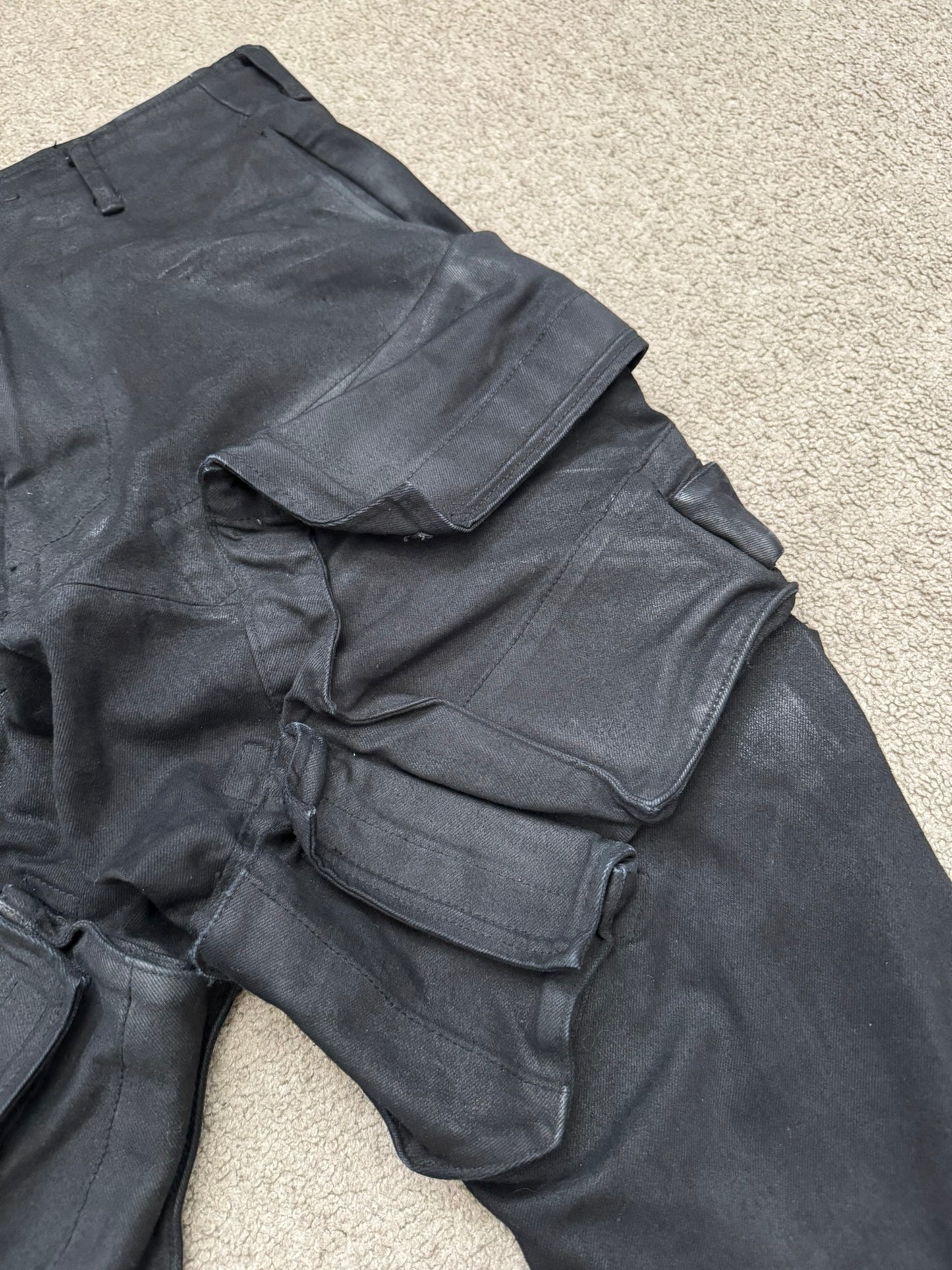 FW16/17 Julius "Beast" Black Waxed Gas Mask Cargo Denim Jeans