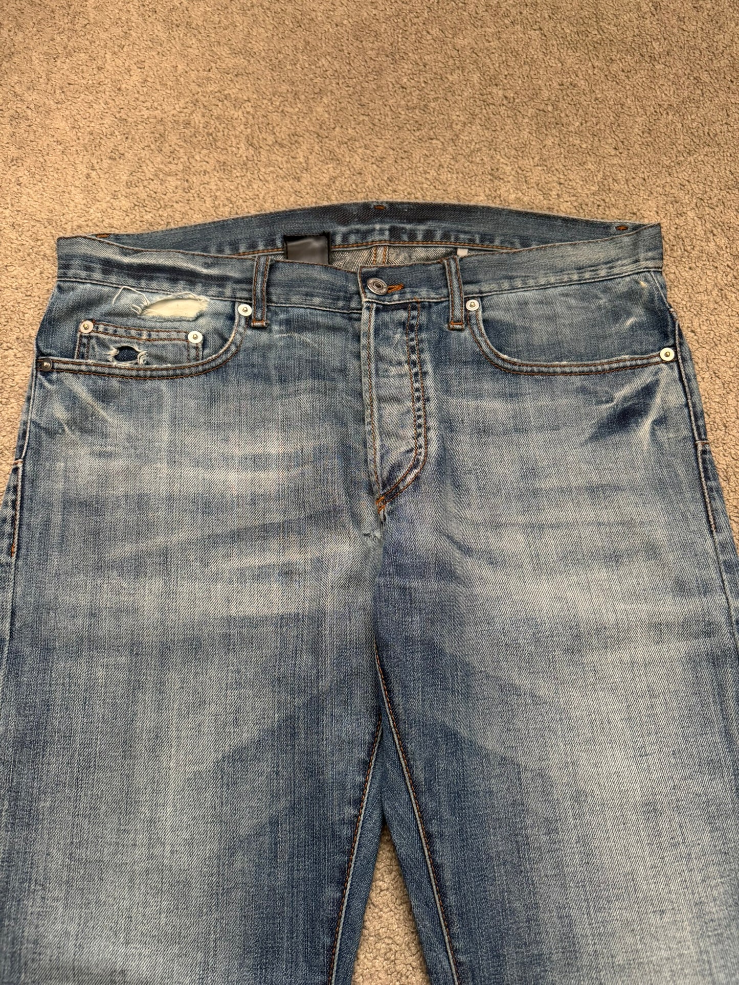 SS08 Dior Homme by Kris Van Assche Washed Blue Denim Jeans