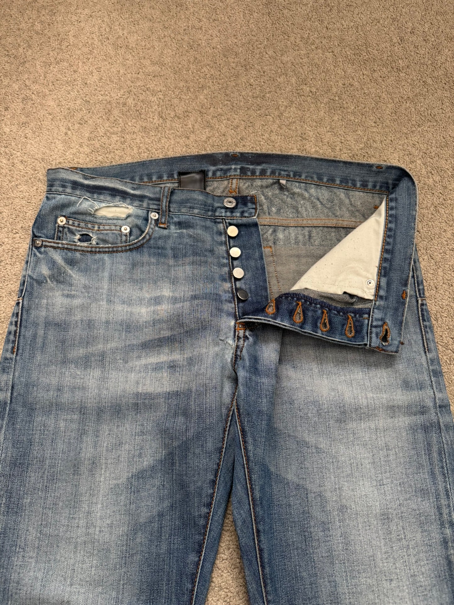 SS08 Dior Homme by Kris Van Assche Washed Blue Denim Jeans