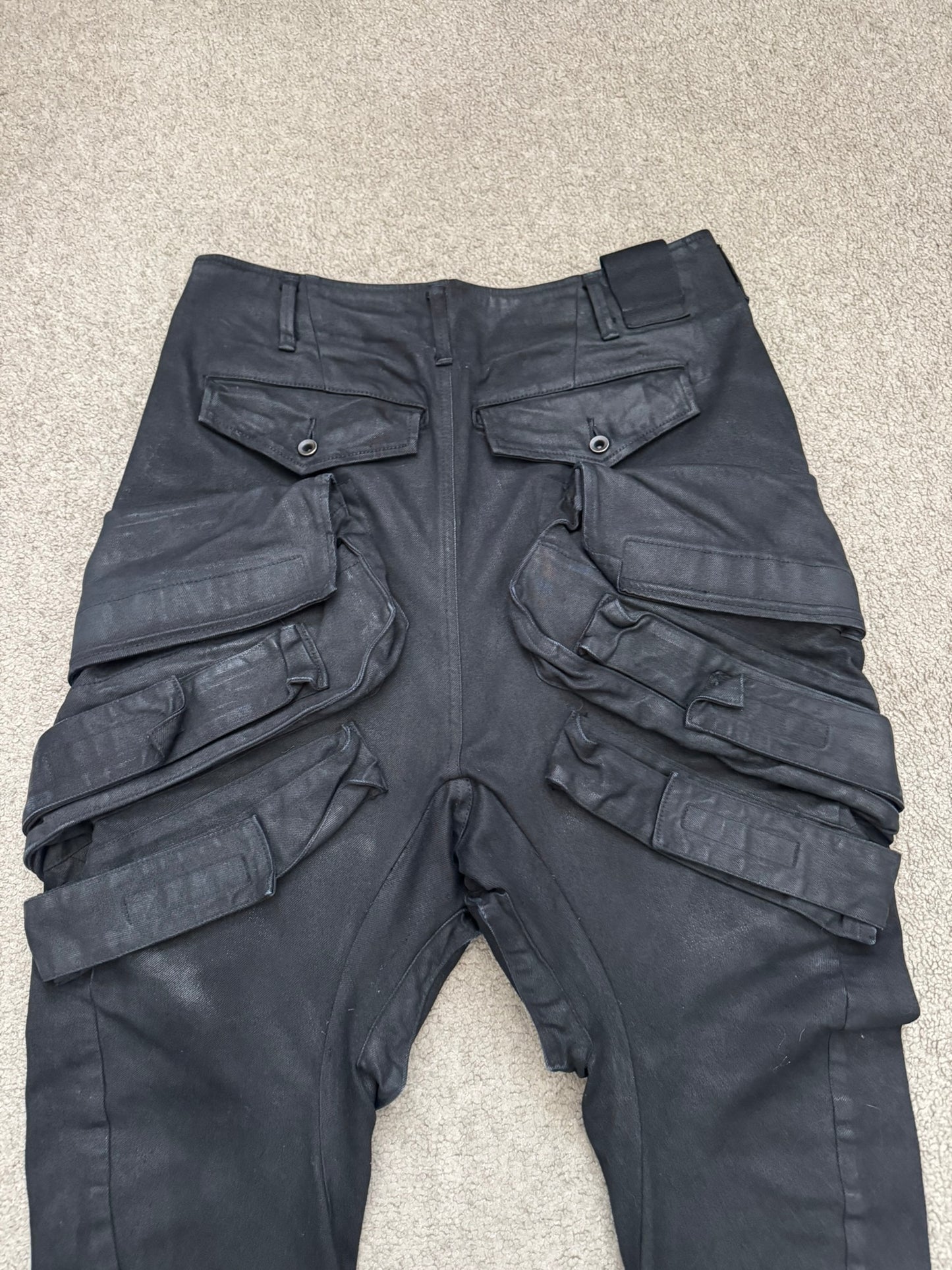 FW16/17 Julius "Beast" Black Waxed Gas Mask Cargo Denim Jeans