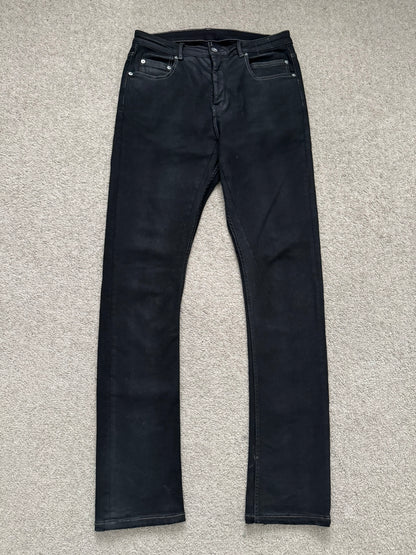 SS24 Rick Owens DRKSHDW Black Waxed Detroit Cut Denim Jeans