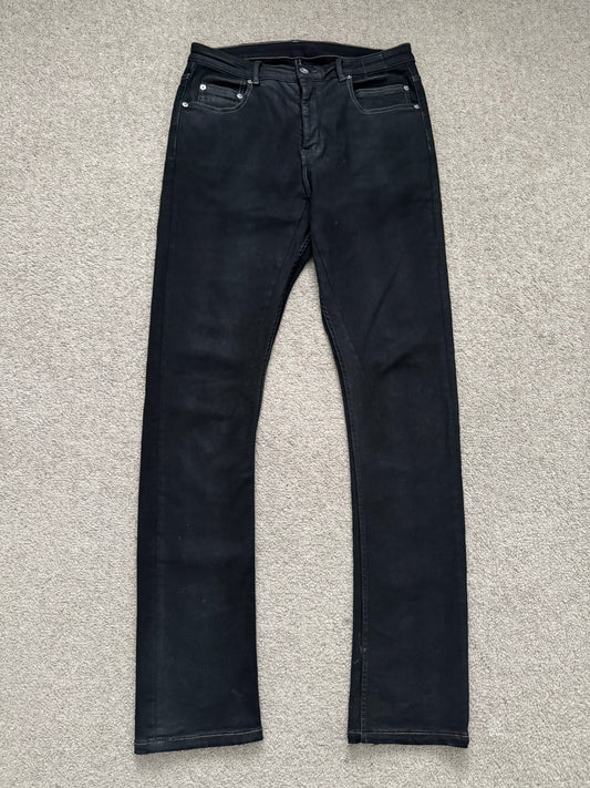 SS24 Rick Owens DRKSHDW Black Waxed Detroit Cut Denim Jeans