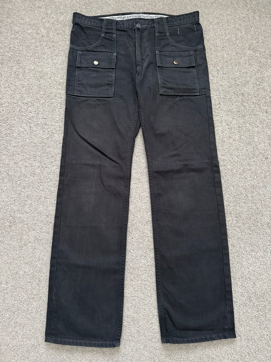 SS09 Number (N)ine Black Cargo Bush Crying Heart Denim Jeans