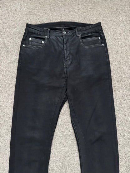 SS24 Rick Owens DRKSHDW Black Waxed Detroit Cut Denim Jeans