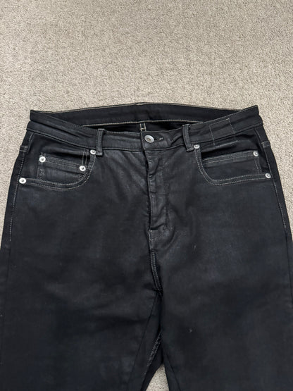 SS24 Rick Owens DRKSHDW Black Waxed Detroit Cut Denim Jeans