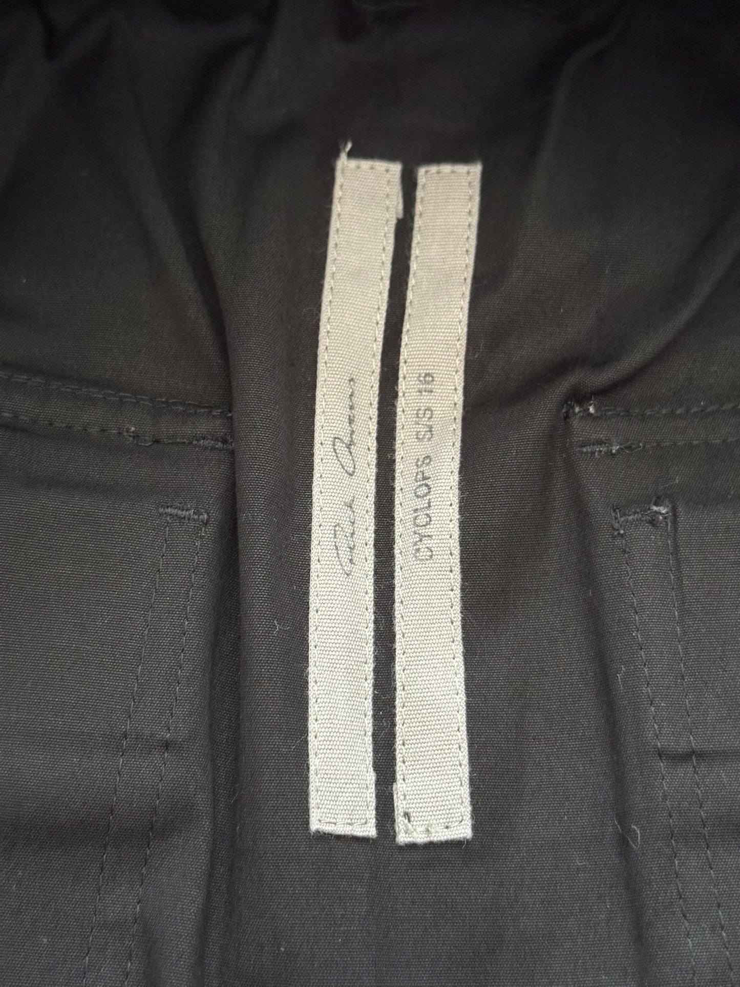 SS16 Rick Owens Mainline Black Angel/Lung Pods Shorts