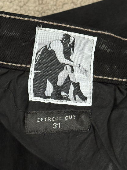 SS24 Rick Owens DRKSHDW Black Waxed Detroit Cut Denim Jeans