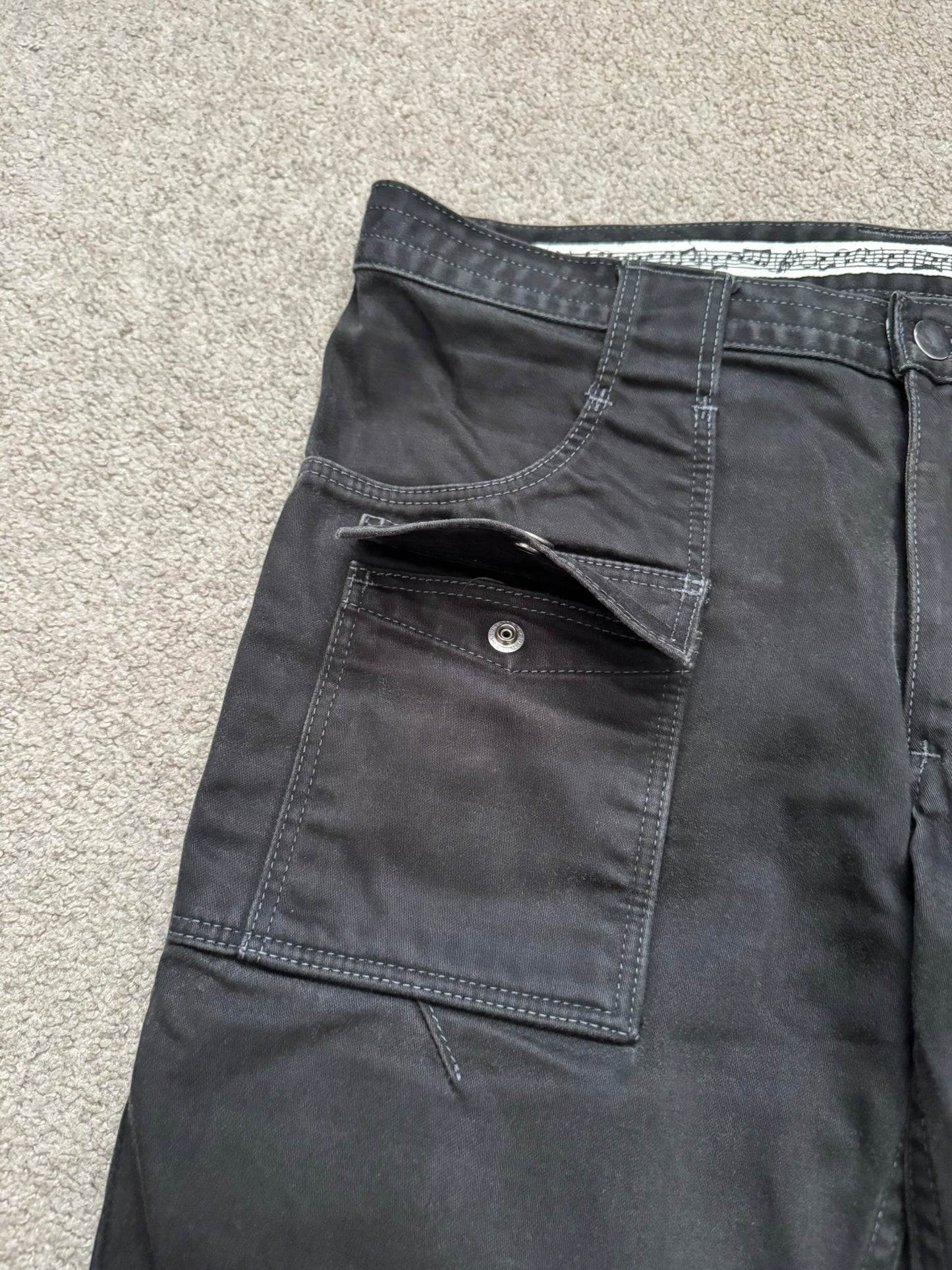 SS09 Number (N)ine Black Cargo Bush Crying Heart Denim Jeans