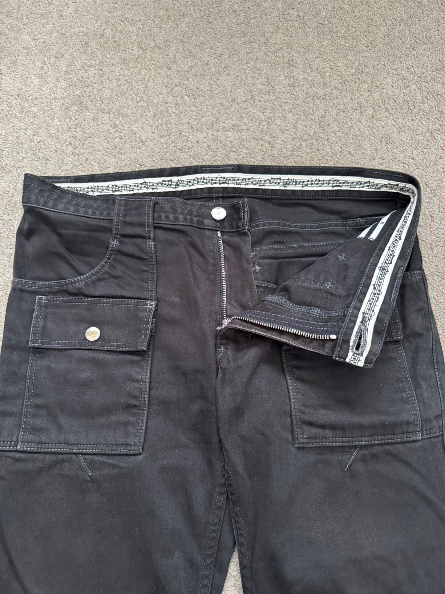 SS09 Number (N)ine Black Cargo Bush Crying Heart Denim Jeans