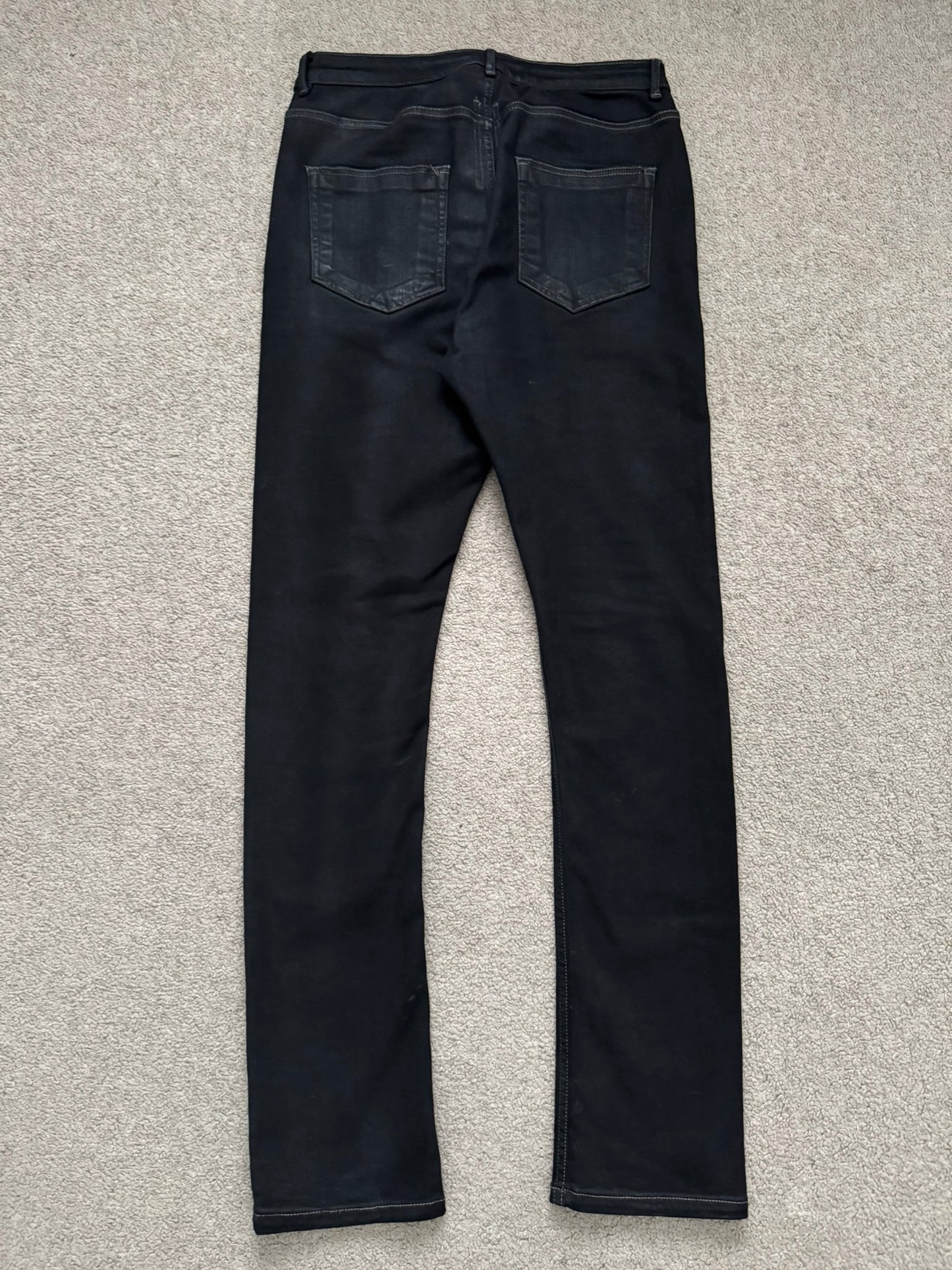 SS24 Rick Owens DRKSHDW Black Waxed Detroit Cut Denim Jeans