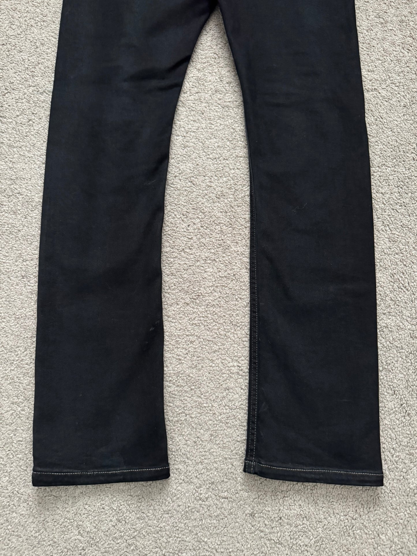 SS24 Rick Owens DRKSHDW Black Waxed Detroit Cut Denim Jeans