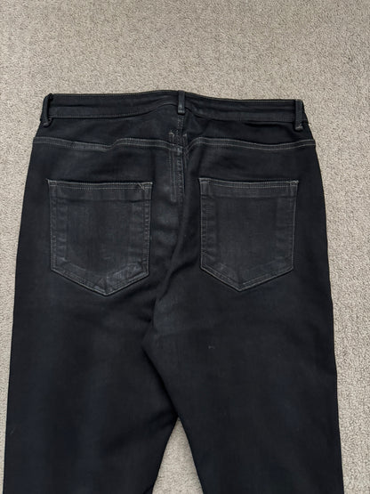 SS24 Rick Owens DRKSHDW Black Waxed Detroit Cut Denim Jeans