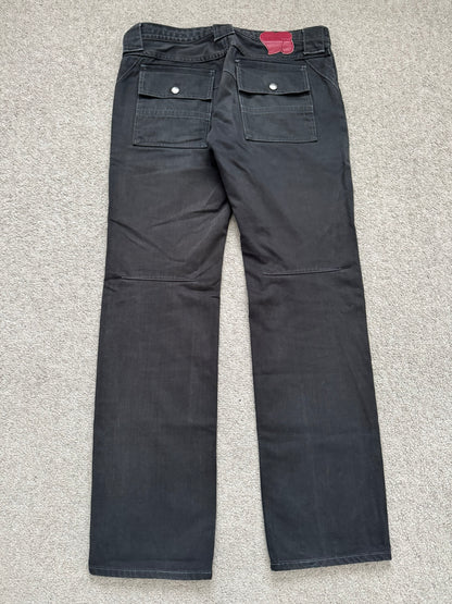 SS09 Number (N)ine Black Cargo Bush Crying Heart Denim Jeans
