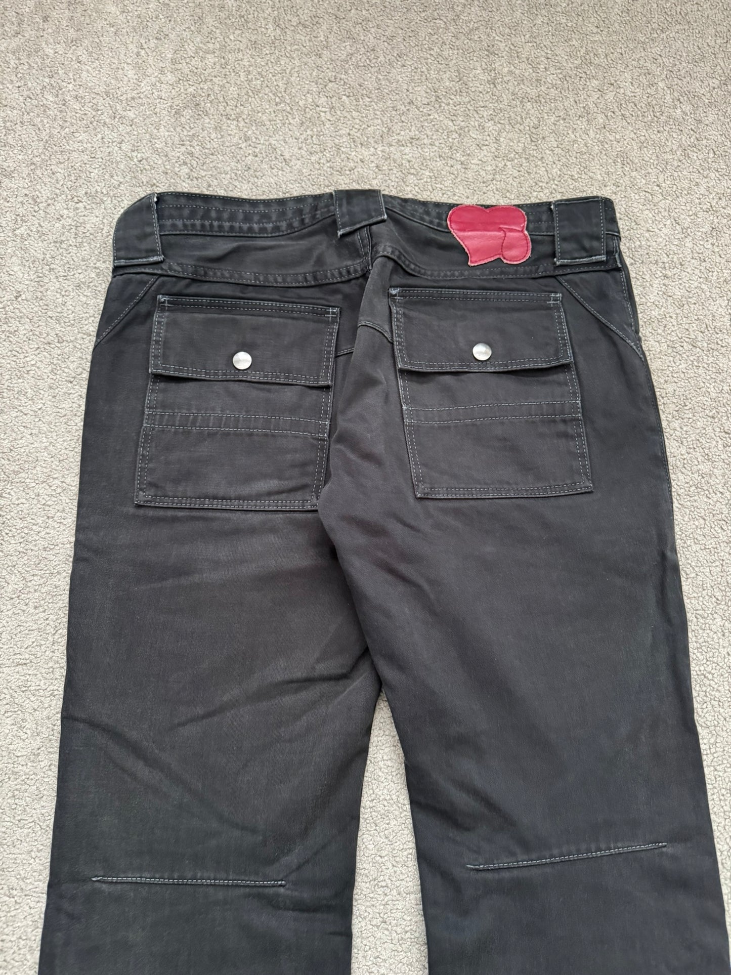SS09 Number (N)ine Black Cargo Bush Crying Heart Denim Jeans