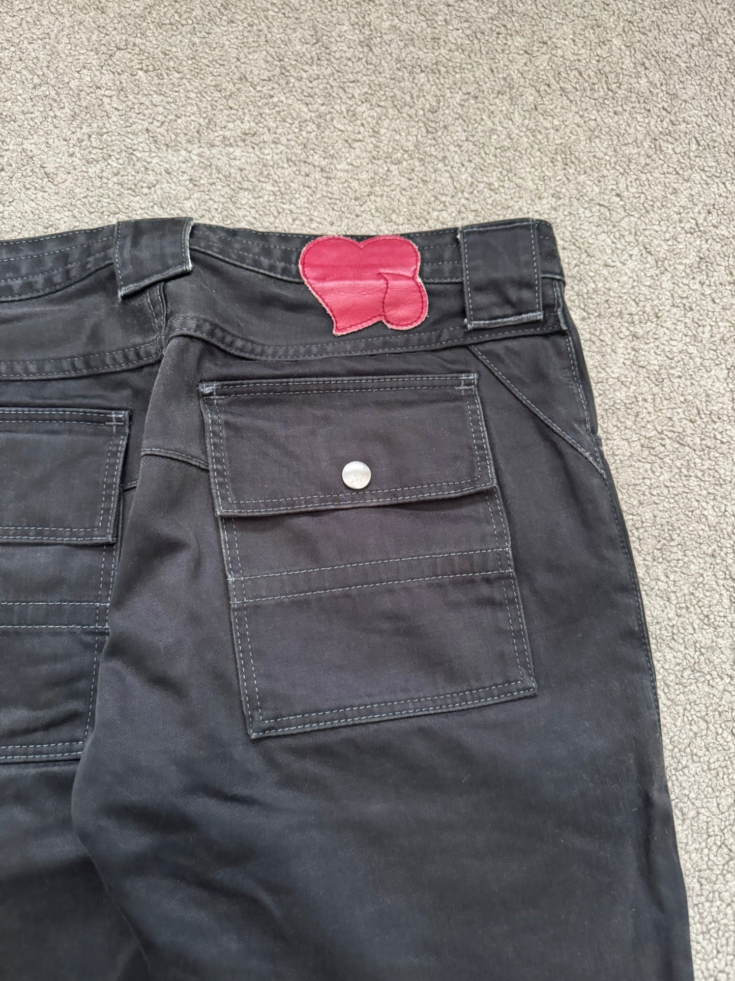 SS09 Number (N)ine Black Cargo Bush Crying Heart Denim Jeans