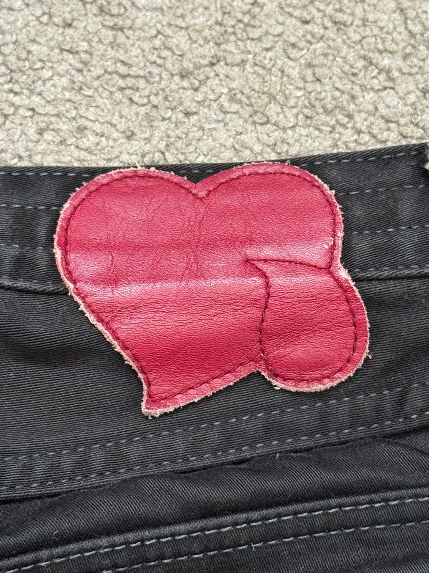 SS09 Number (N)ine Black Cargo Bush Crying Heart Denim Jeans