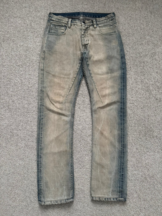 2000s Rick Owens DRKSHDW Mudwash Detroit Cut Denim Jeans