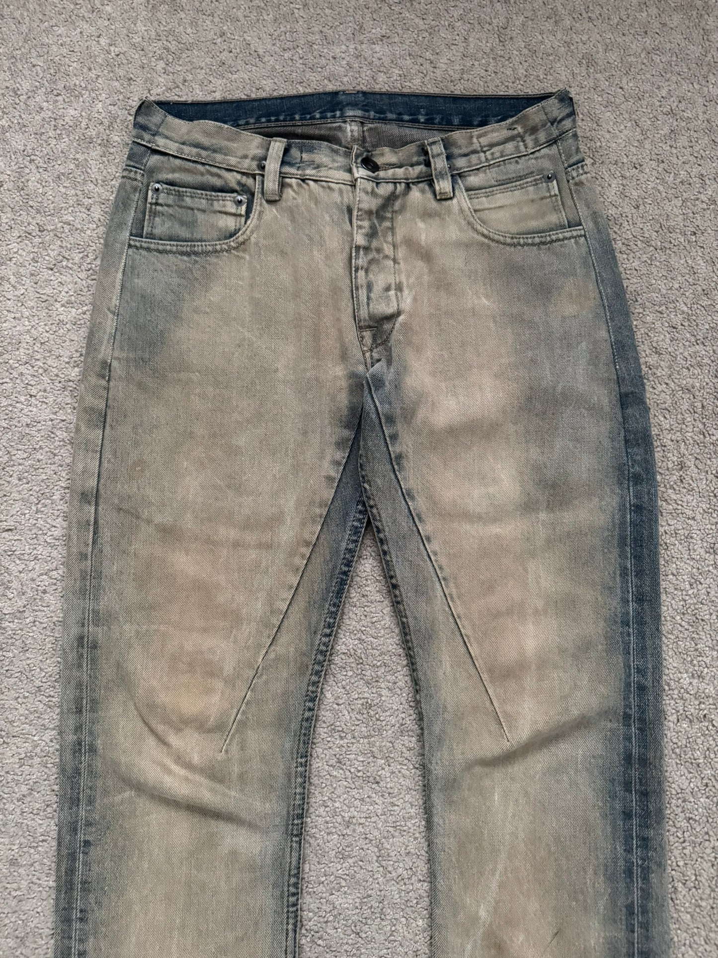 2000s Rick Owens DRKSHDW Mudwash Detroit Cut Denim Jeans