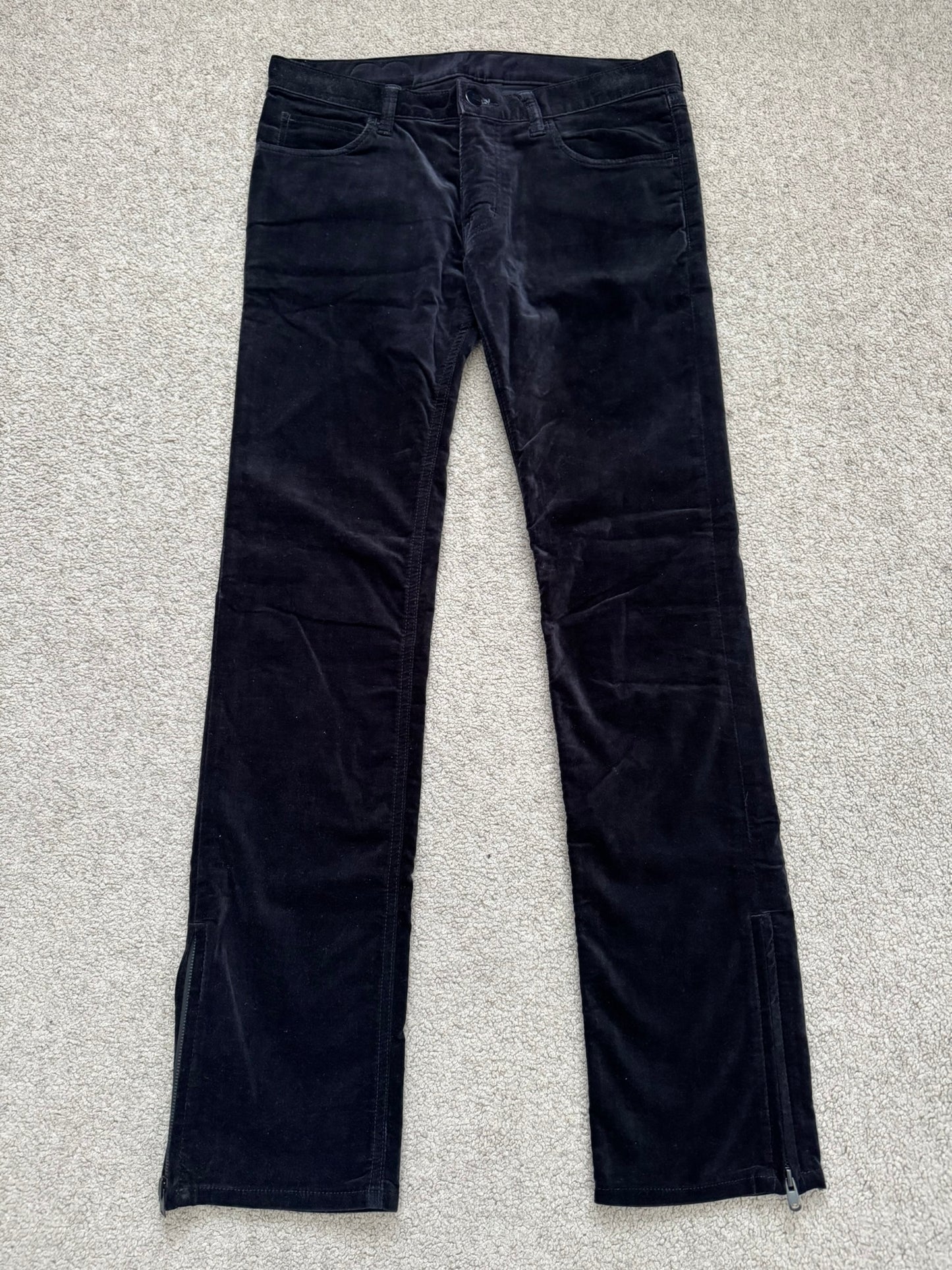 SS05 Number (N)ine Velour/Velvet Zip Crying Heart Pants