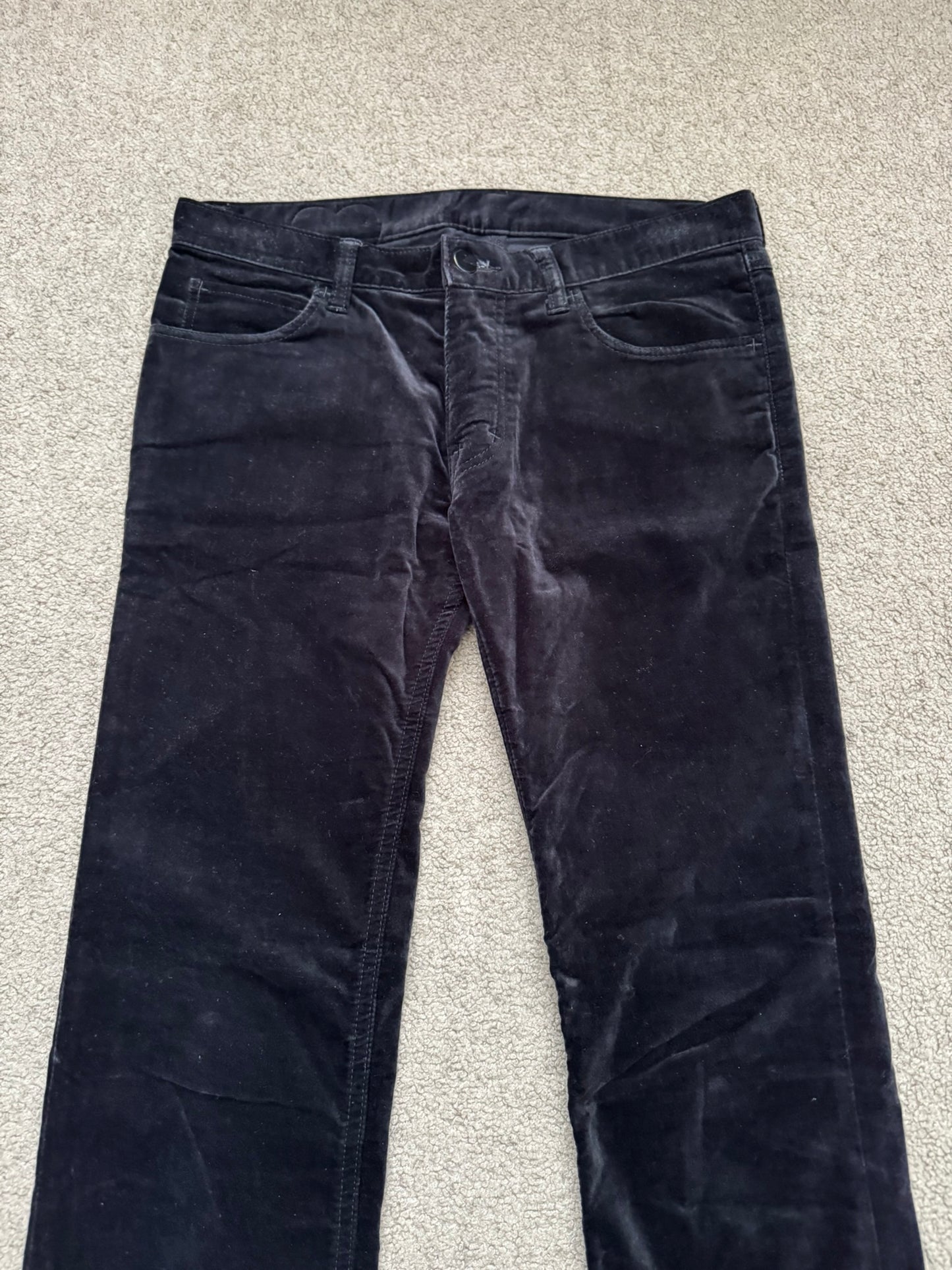 SS05 Number (N)ine Velour/Velvet Zip Crying Heart Pants