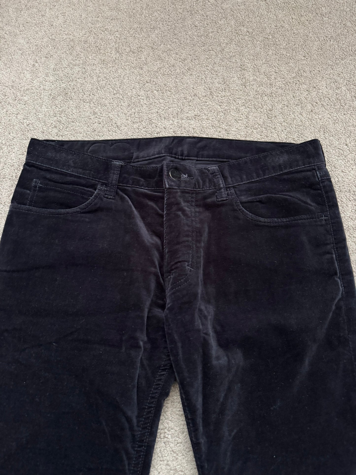 SS05 Number (N)ine Velour/Velvet Zip Crying Heart Pants
