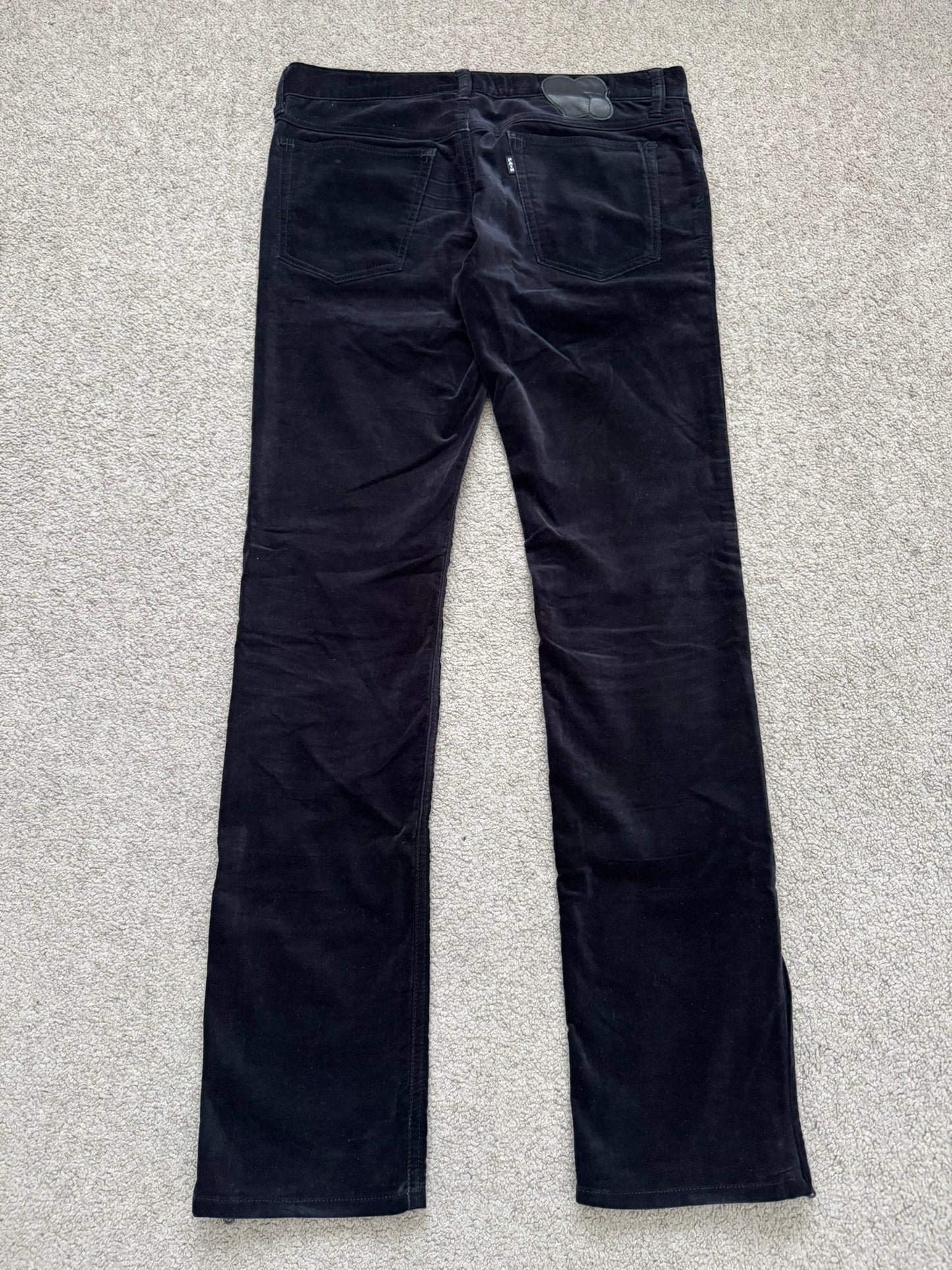 SS05 Number (N)ine Velour/Velvet Zip Crying Heart Pants