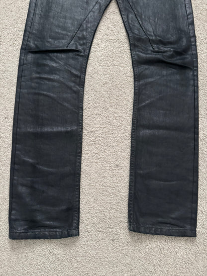 SS17 Rick Owens DRKSHDW Black Waxed Torrance Cut Denim Jeans