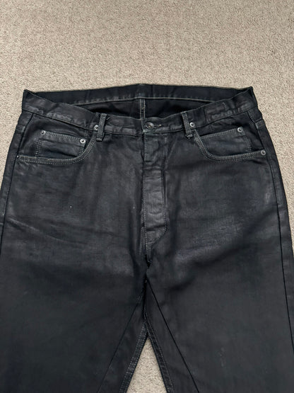 SS17 Rick Owens DRKSHDW Black Waxed Torrance Cut Denim Jeans