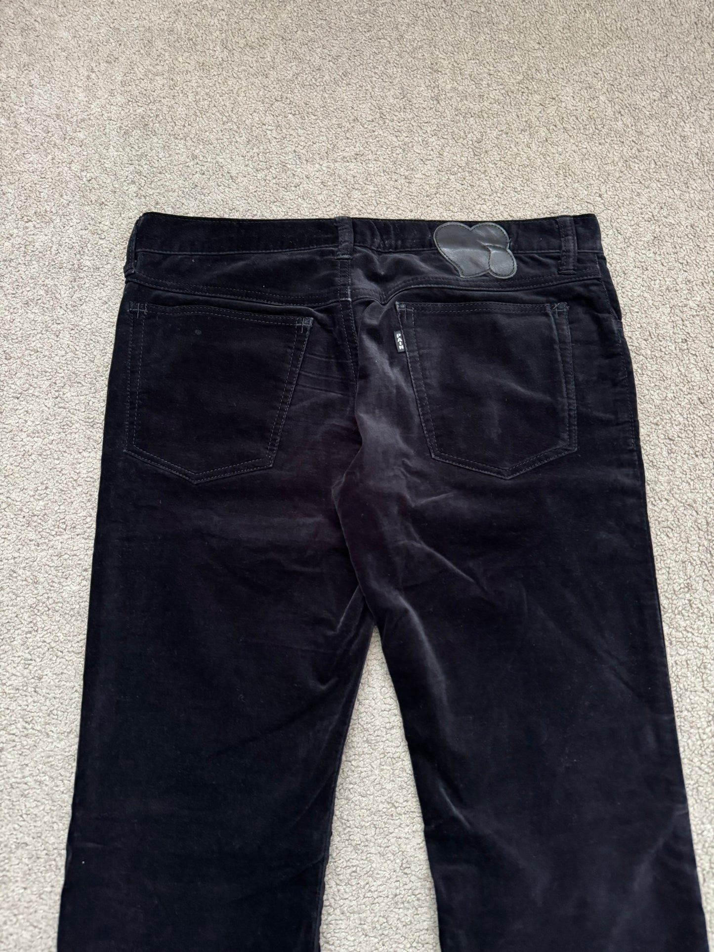 SS05 Number (N)ine Velour/Velvet Zip Crying Heart Pants