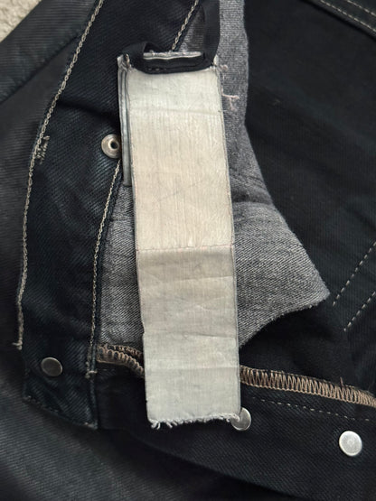 SS17 Rick Owens DRKSHDW Black Waxed Torrance Cut Denim Jeans