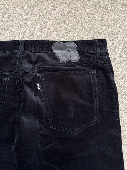 SS05 Number (N)ine Velour/Velvet Zip Crying Heart Pants