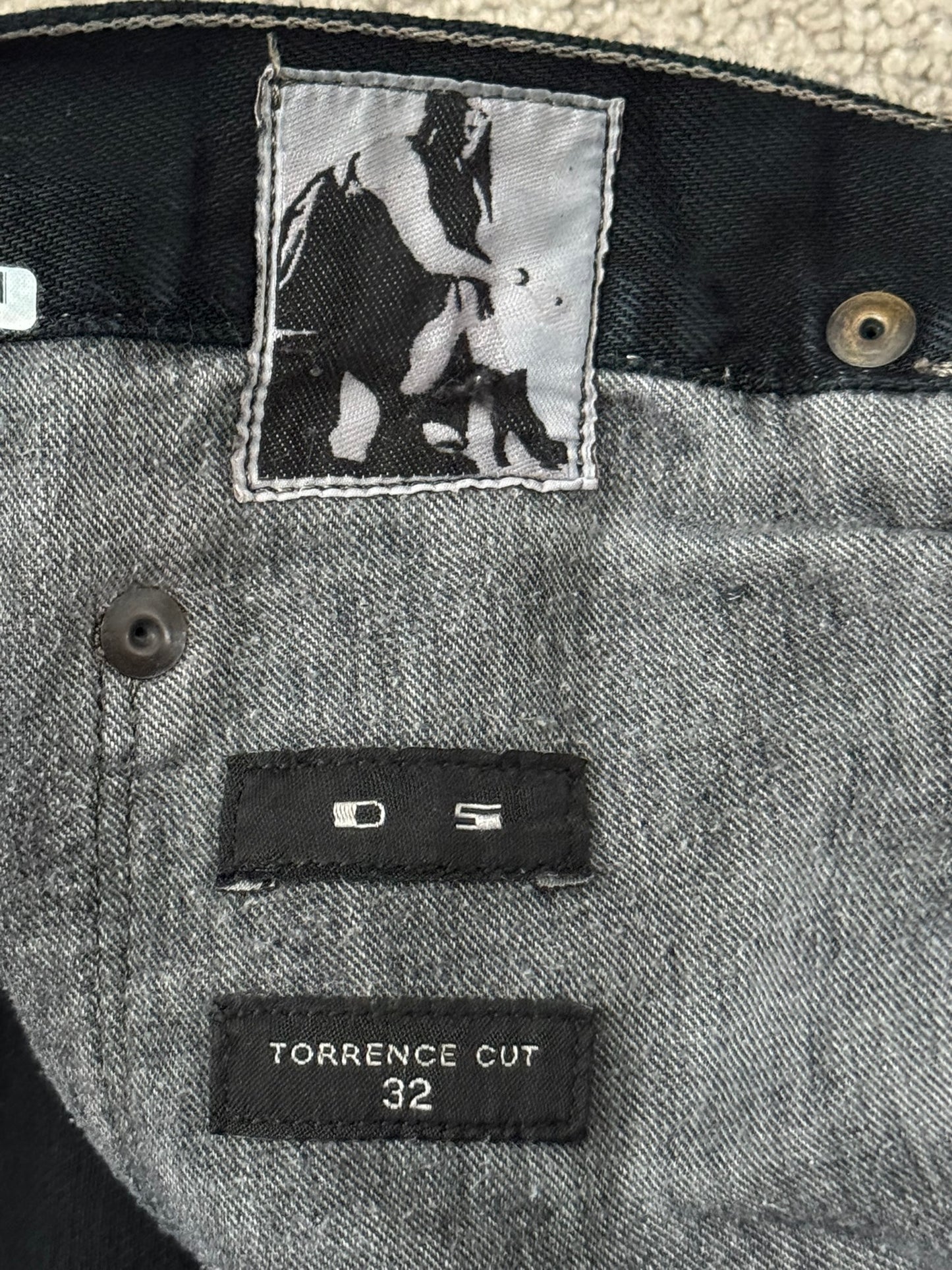 SS17 Rick Owens DRKSHDW Black Waxed Torrance Cut Denim Jeans