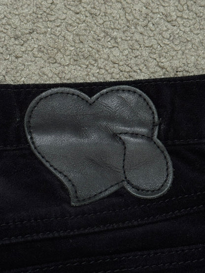 SS05 Number (N)ine Velour/Velvet Zip Crying Heart Pants