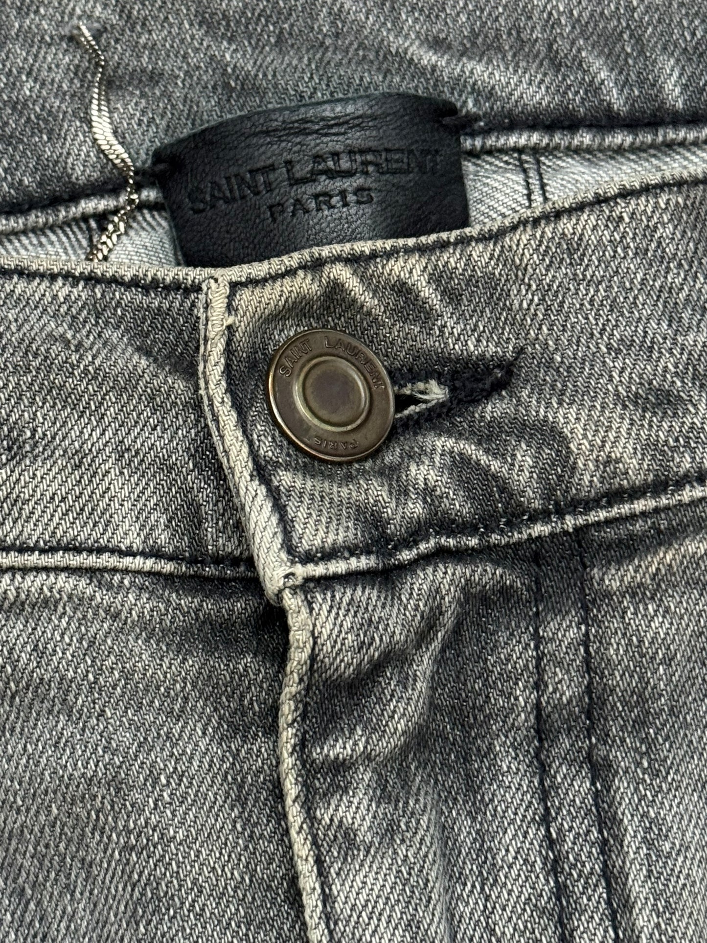 FW15 Saint Laurent by Hedi Slimane Grey Washed D02 Denim Jeans