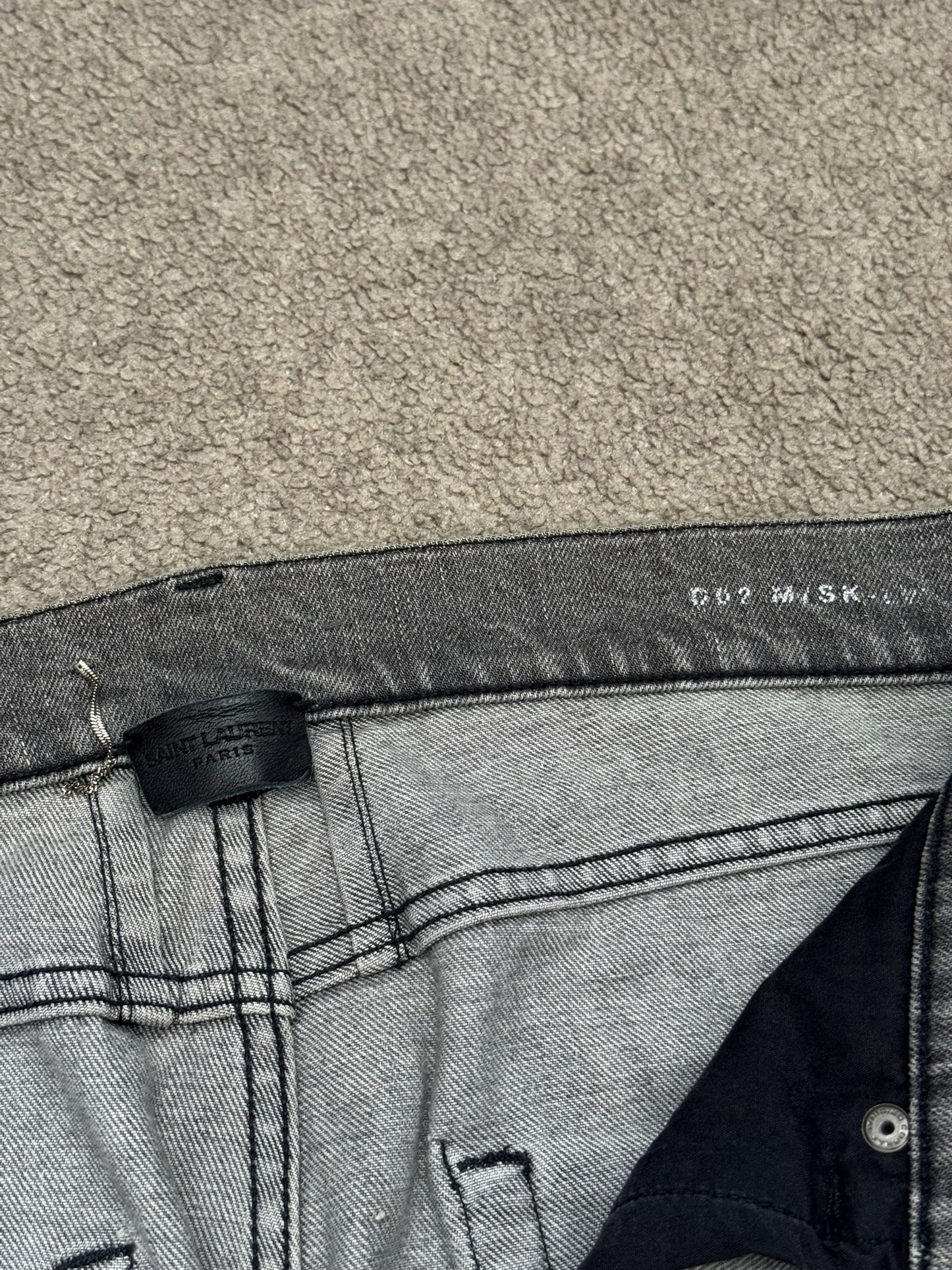 FW15 Saint Laurent by Hedi Slimane Grey Washed D02 Denim Jeans