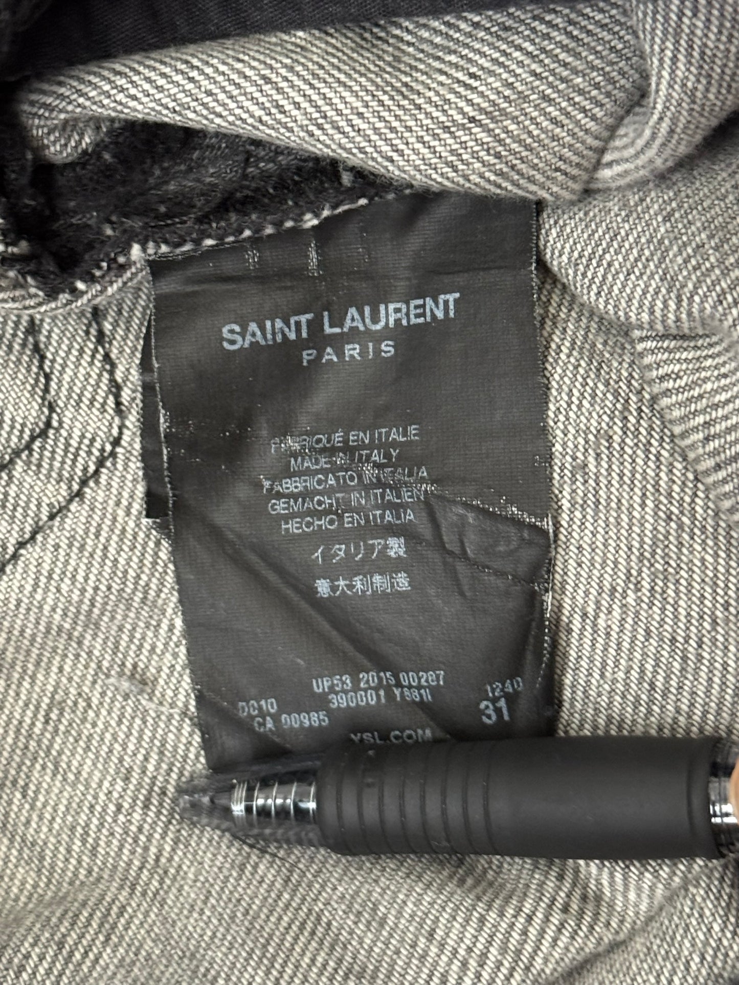 FW15 Saint Laurent by Hedi Slimane Grey Washed D02 Denim Jeans
