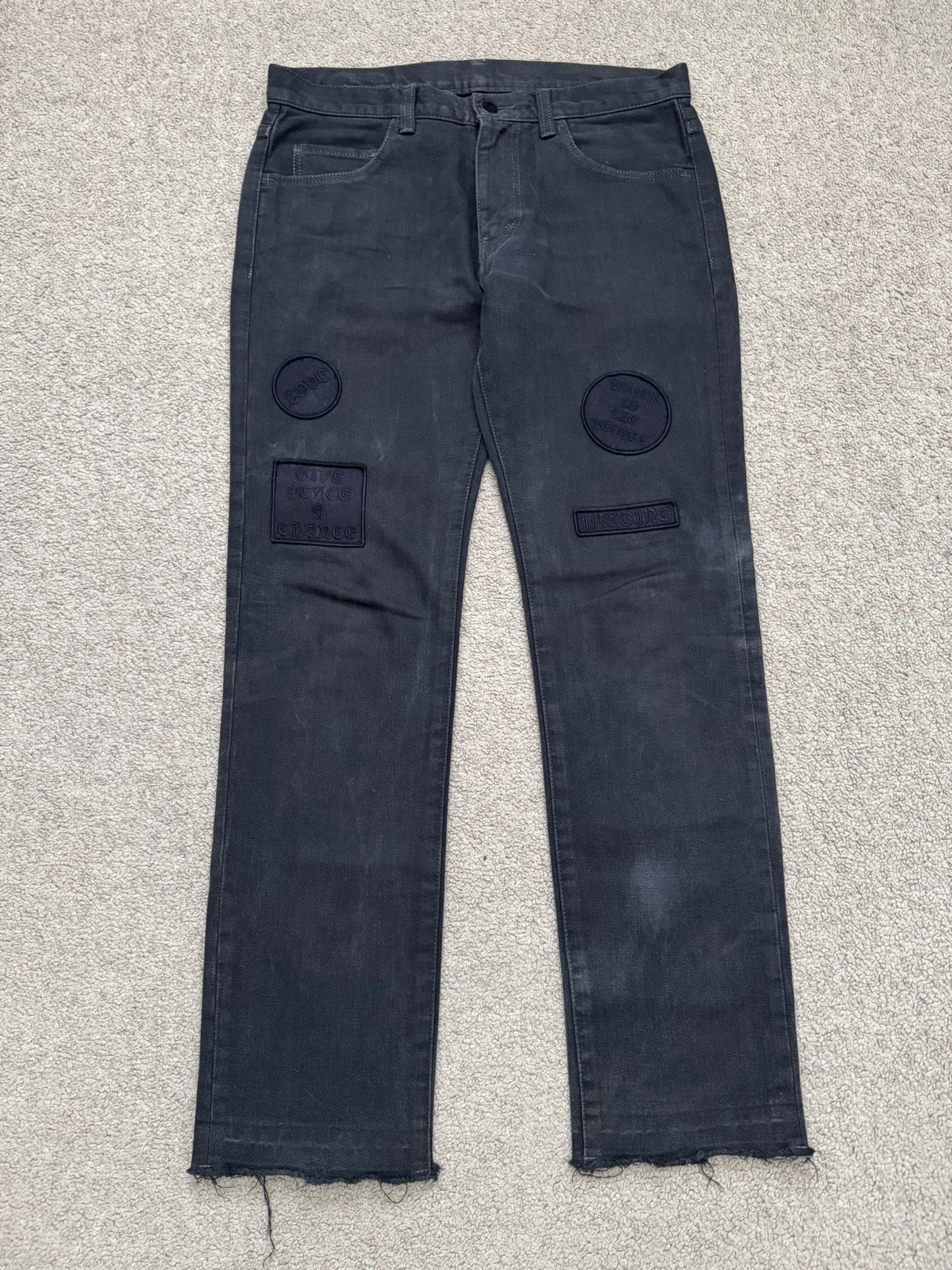 AW04 Number (N)ine "Give Peace A Chance" Patch Denim Jeans